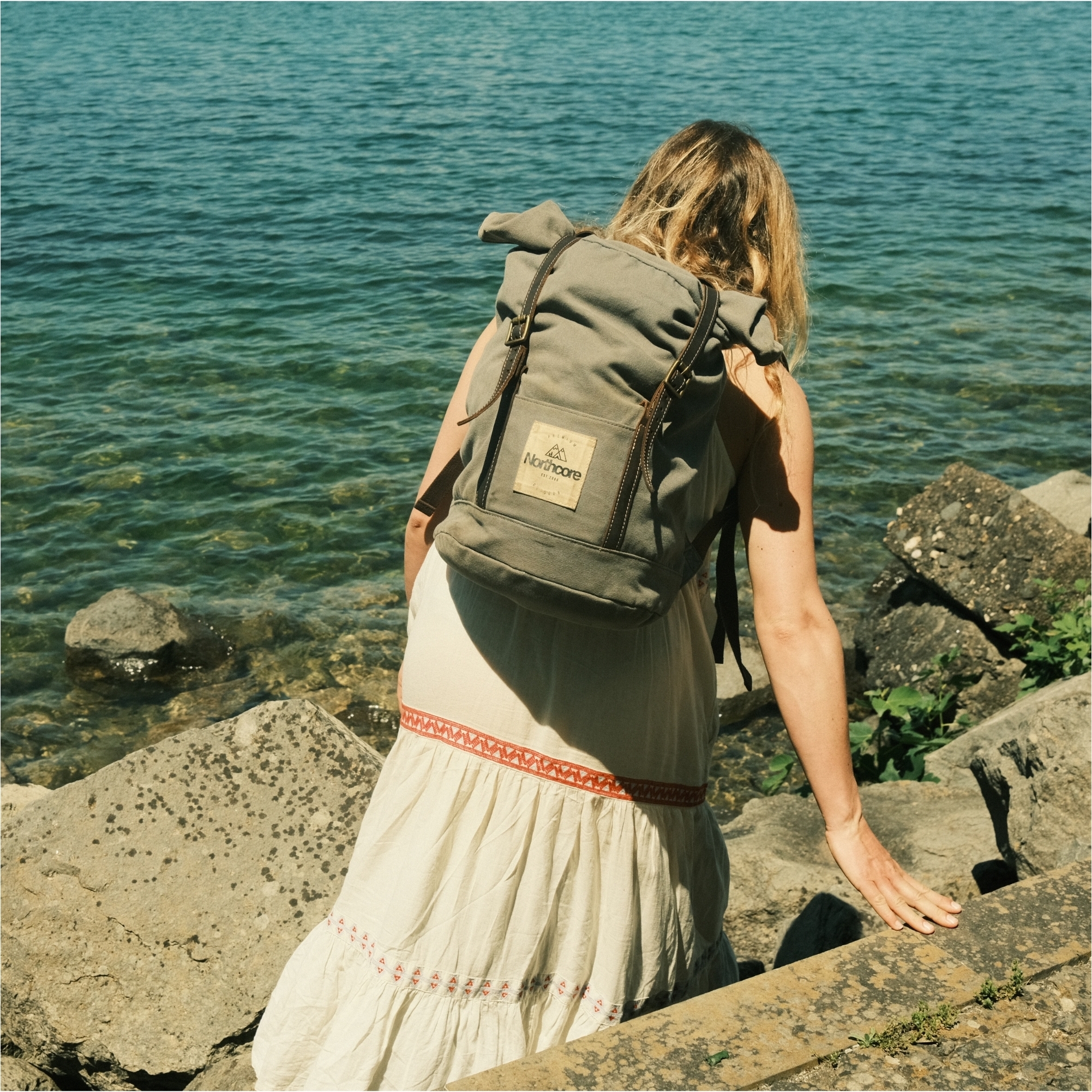 2025 Northcore Waxed Canvas Backpack NOCO118 - Olive Green